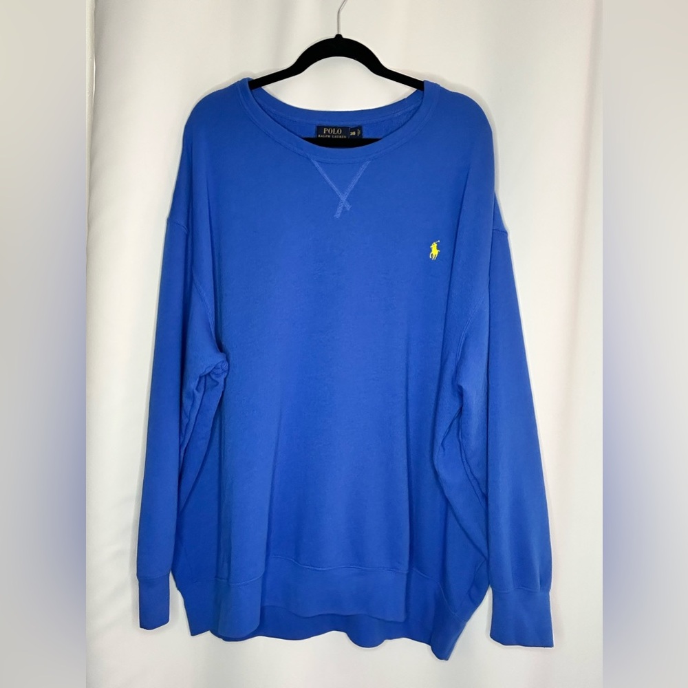 Polo by Ralph Lauren Blue Crewneck Sweater with Embroidered Logo
